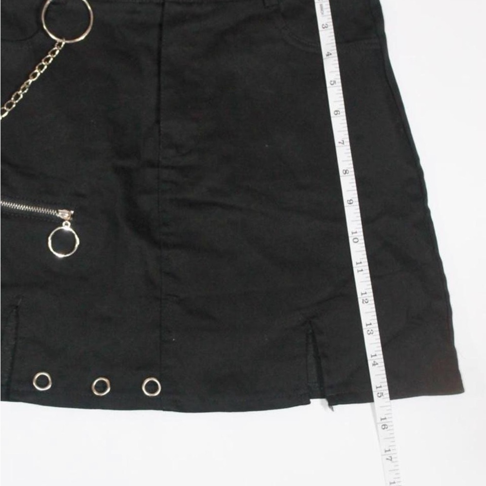 Black Mini Skirt with Grommet and Chain Detail - Picture 4 of 5